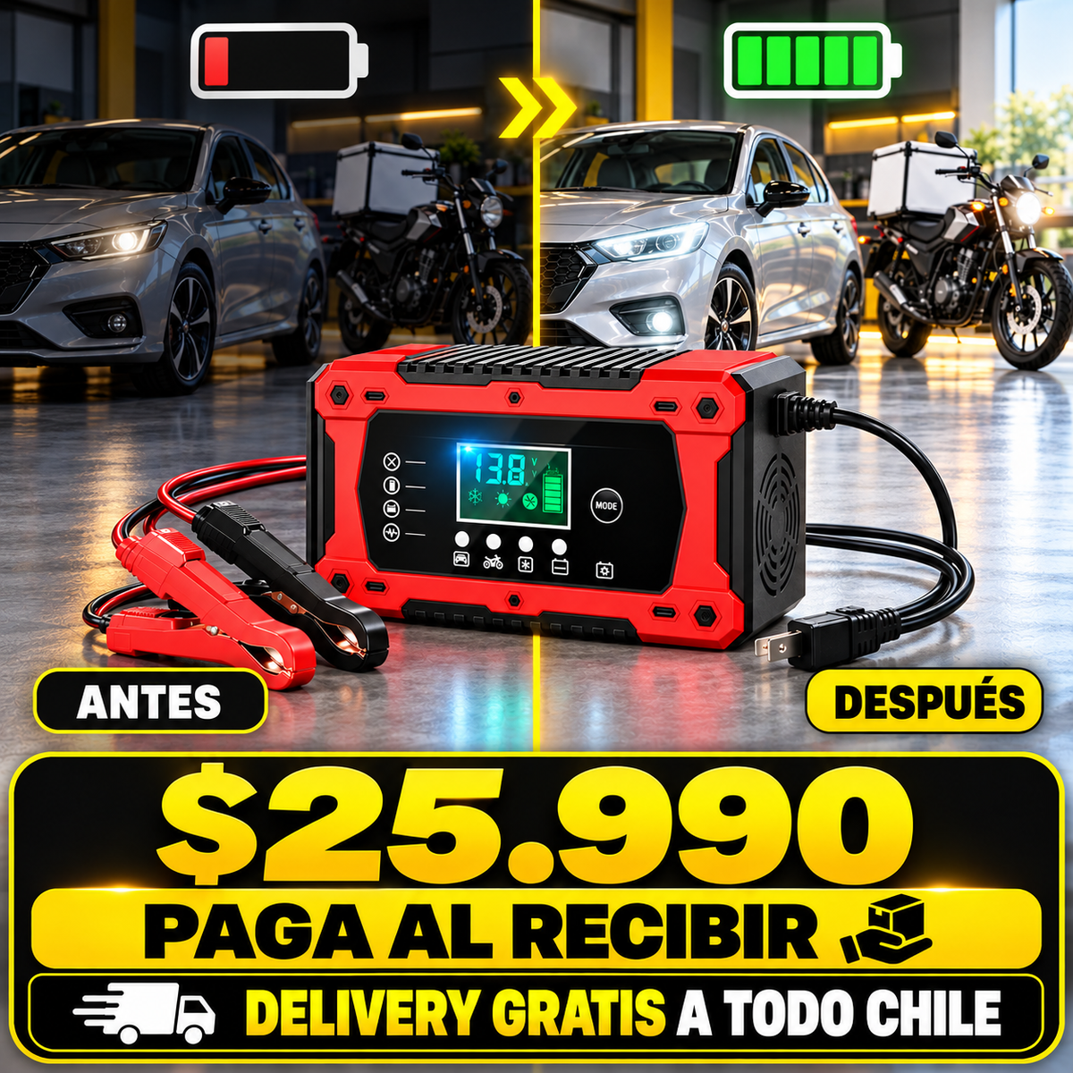 Cargador De Bateria Para Coche 12v